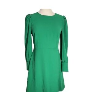 J. Crew Vibrant Green Long Sleeve Dress